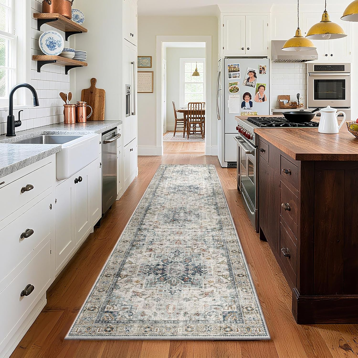 Machine Washable Kitchen Runner Rugs for Hallways and Entryways