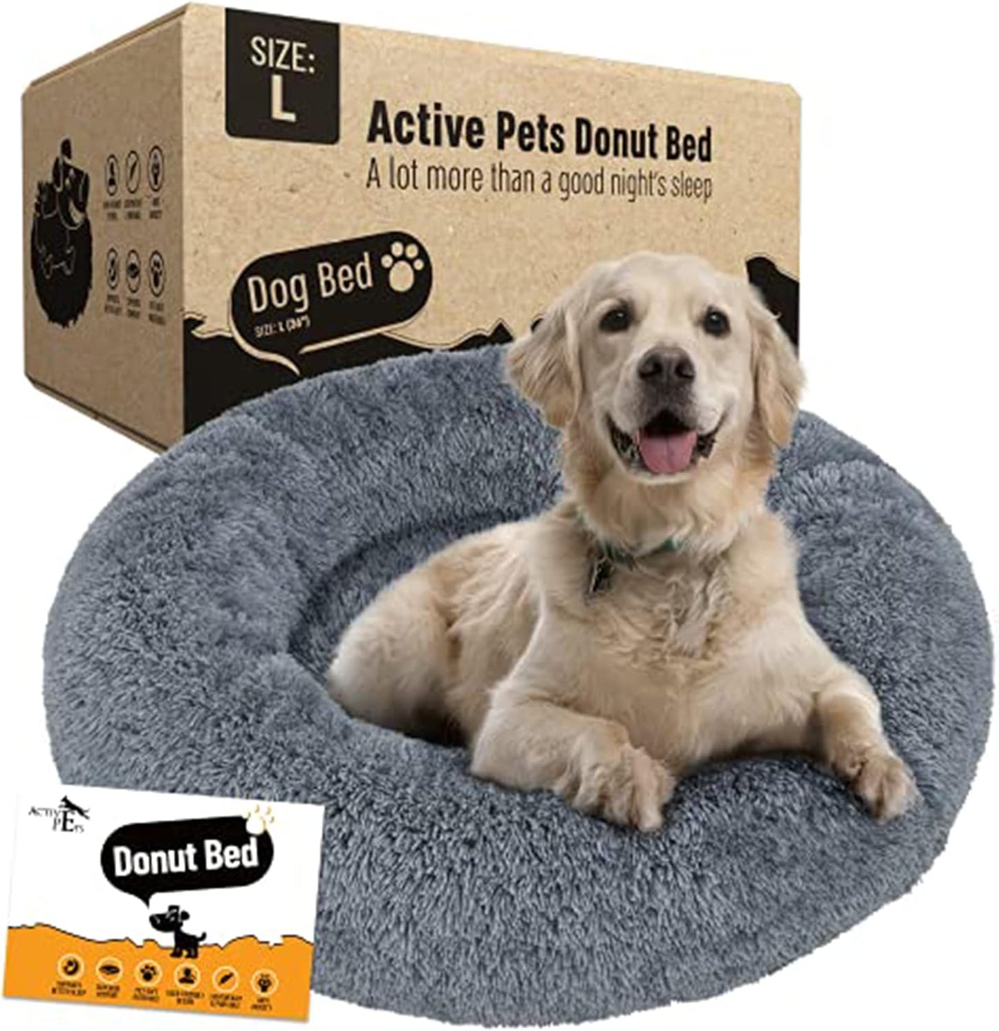 Active Pets X-Lg Dark Grey Dog Bed for Calming Comfort & Support