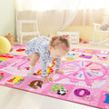 Kids Rugs for Playroom Bedroom Classroom Nursery - Educational Pink