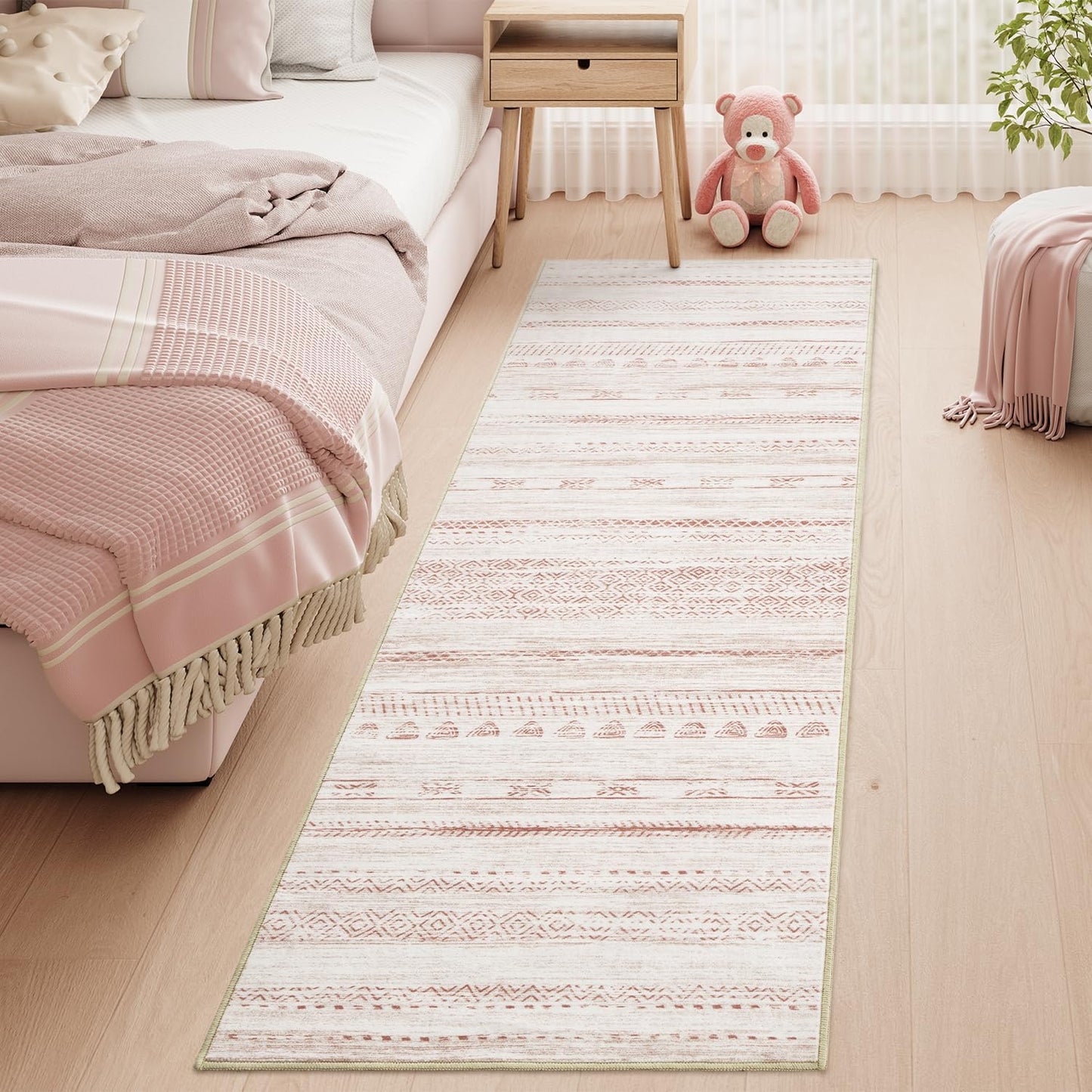 2x6 Pink Runner Rug - Machine Washable Non Slip Area Rug