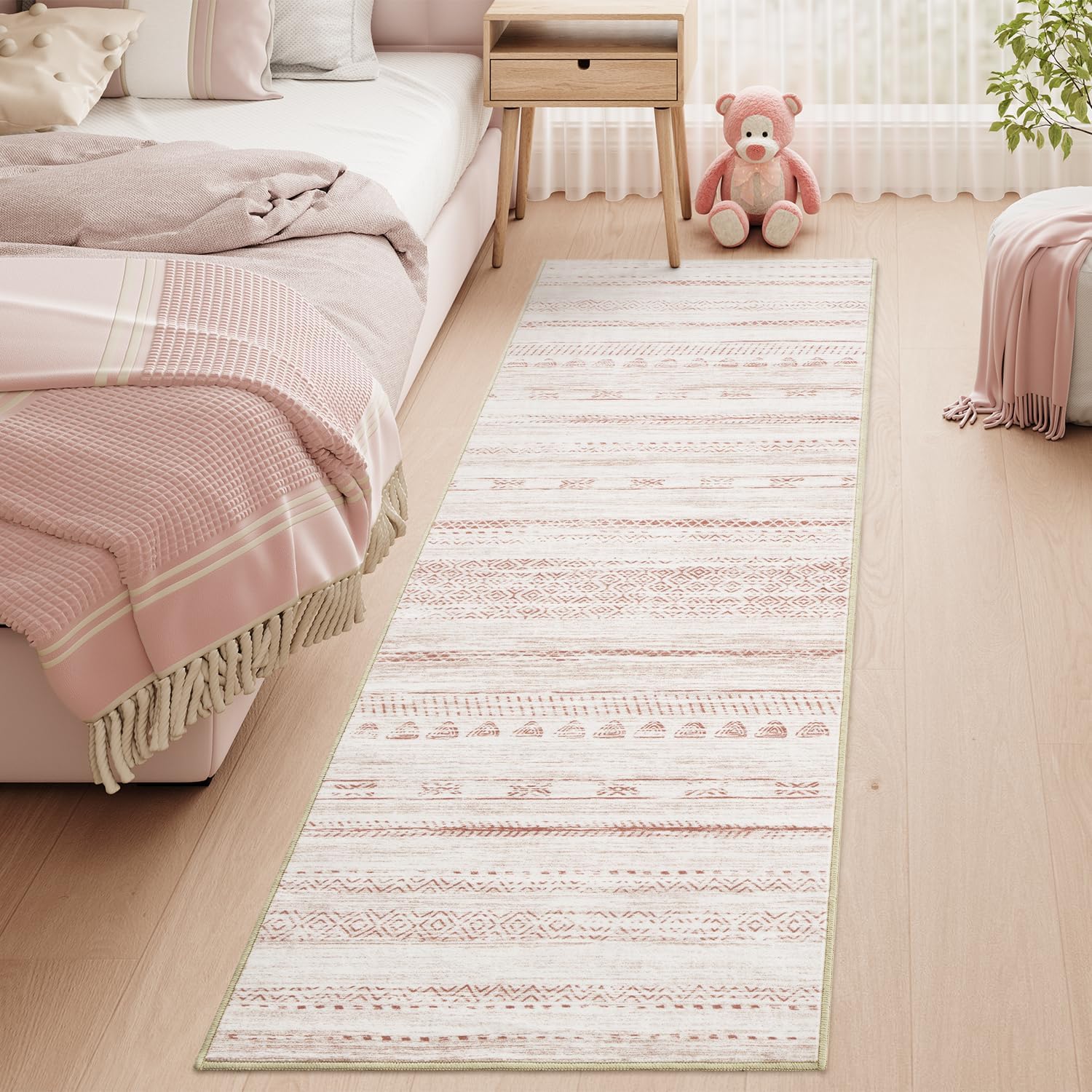 2x6 Pink Runner Rug - Machine Washable Non Slip Area Rug
