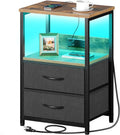 Seventable Nightstand with Charging Station and LED Mood Lights