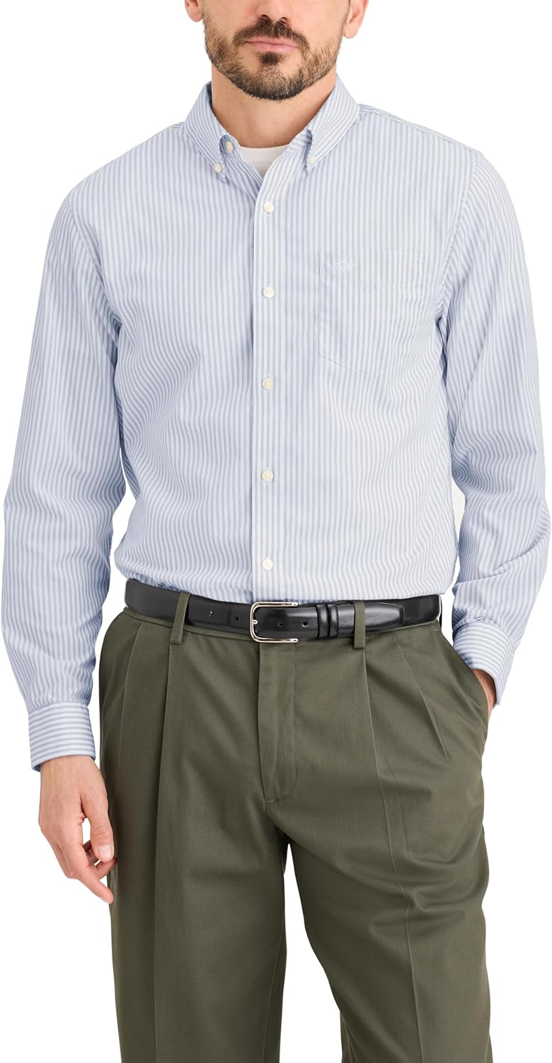 Dockers Mens Classic Fit Long Sleeve Shirt with Stain Defender