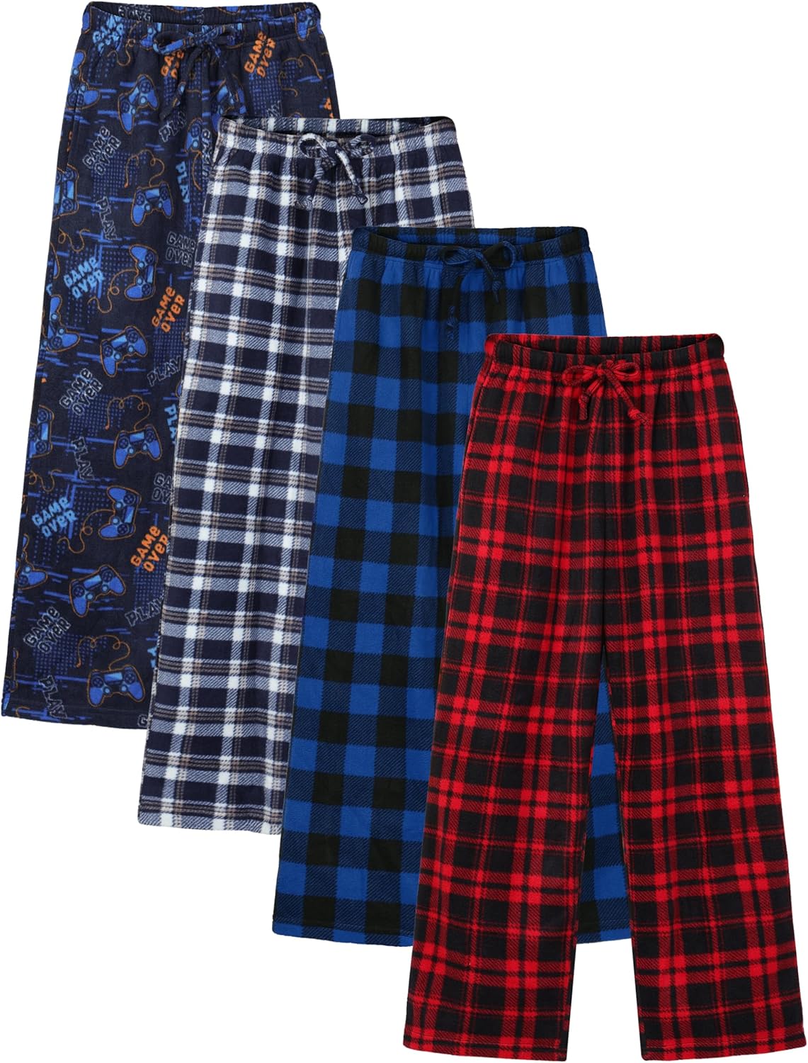 Motarto Boys Soft Pants Micro Fleece Christmas Plaid Pants