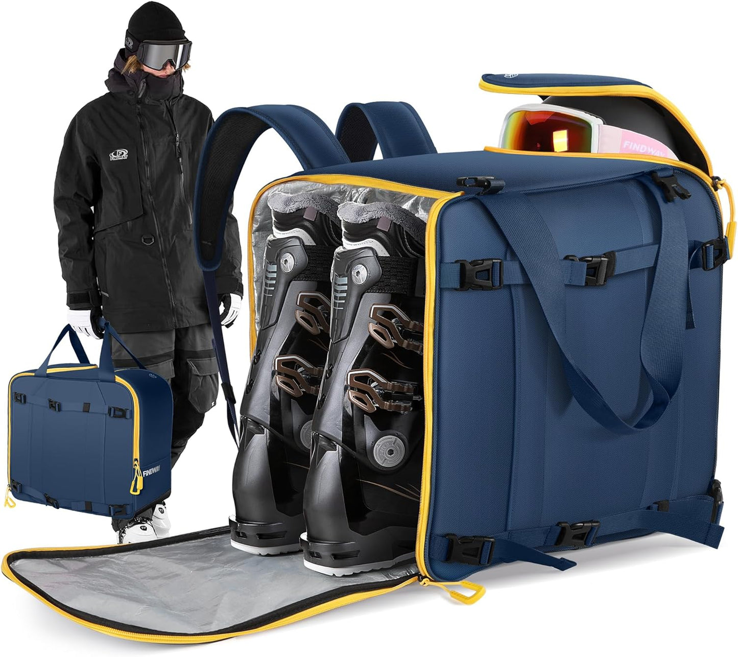 Waterproof 55L Ski Boot Bag Backpack by Findway