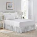 Cotton Ruffled Bedskirt Ticking Stripe Green Queen - Classic