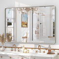 48x30 Silver Brushed Bathroom Mirror for Wall - Rounded Rectangle