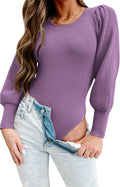 Long Puff Sleeve Sweaters for Women Bodysuit Pullover - Versatile Fall