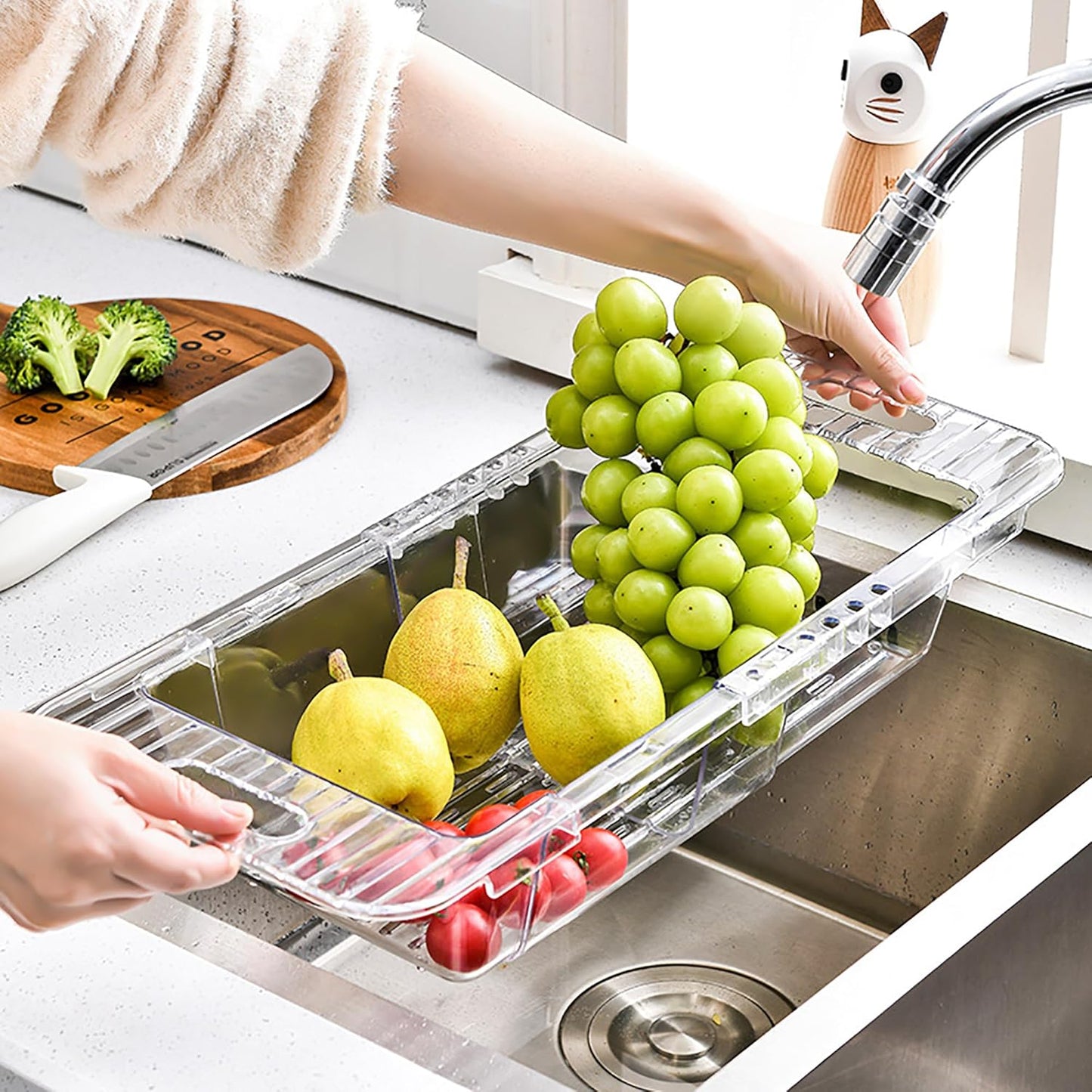 Extendable Draining Basket for Effortless Kitchen Sink Organization