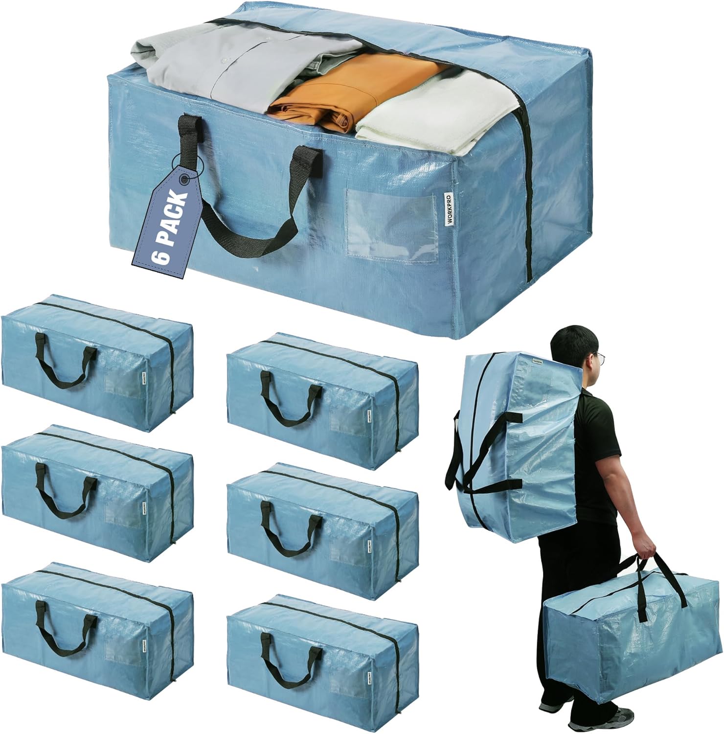 WORKPRO Extra Large Moving Bags for Easy Storage and Transport