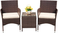 Devoko Patio Porch Furniture Sets 3 Pieces PE Rattan Wicker - Compact
