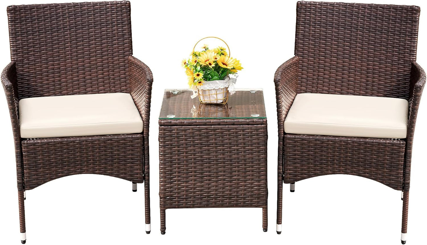 Devoko Patio Porch Furniture Set 3 Pieces for Outdoor Comfort