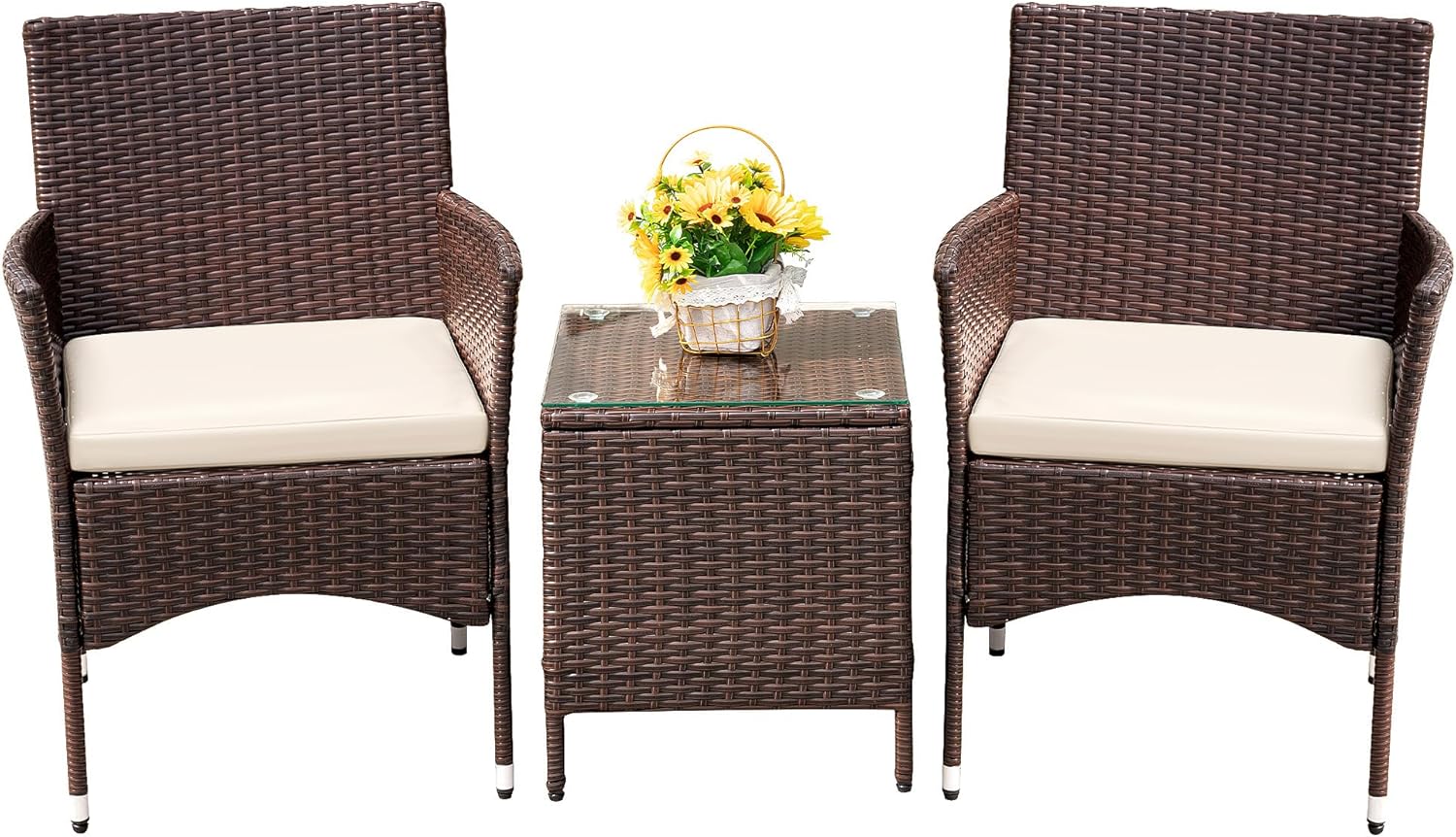 Devoko Patio Porch Furniture Set 3 Pieces for Outdoor Comfort