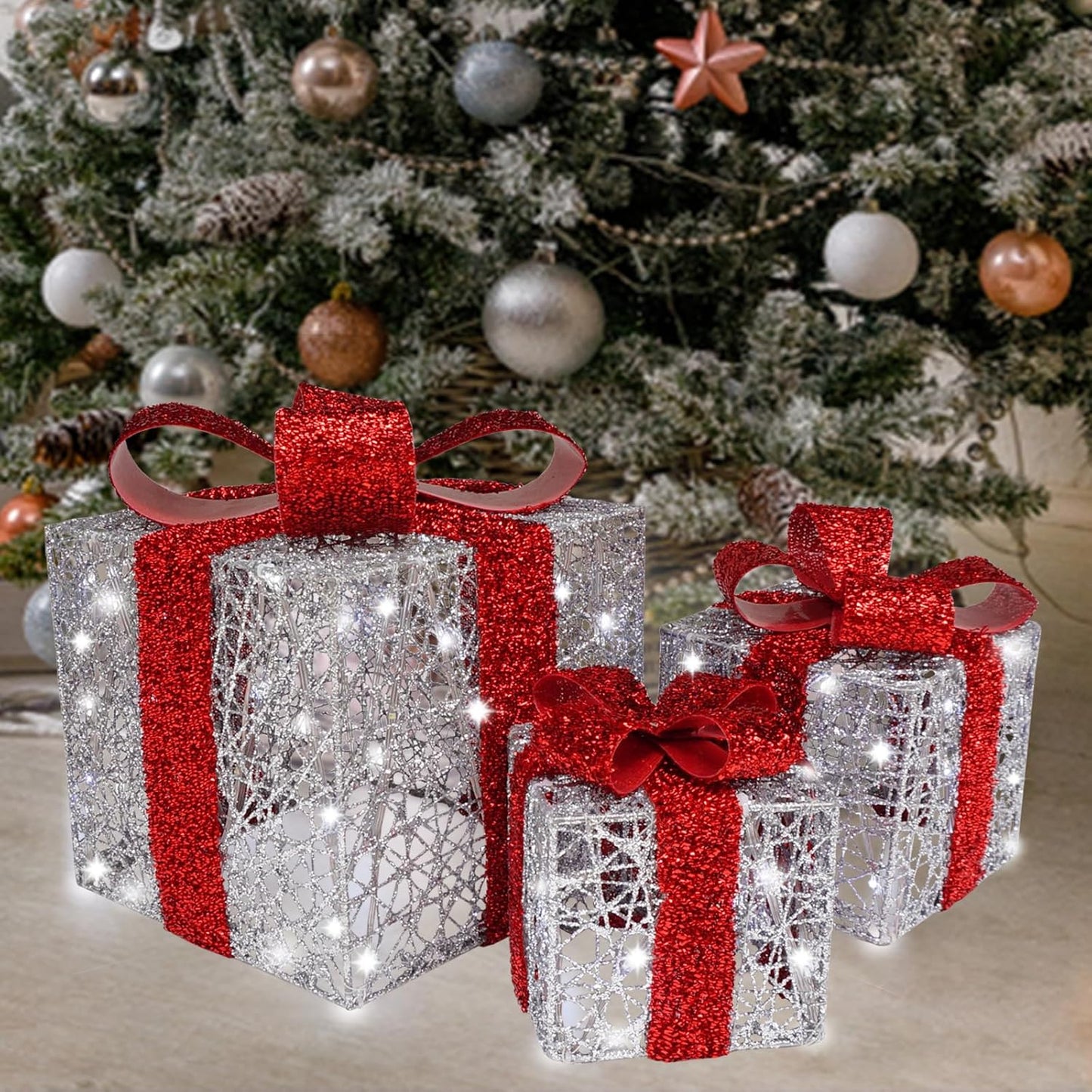 Lighted Gift Box Set of 3 by meetjoyancy for Christmas