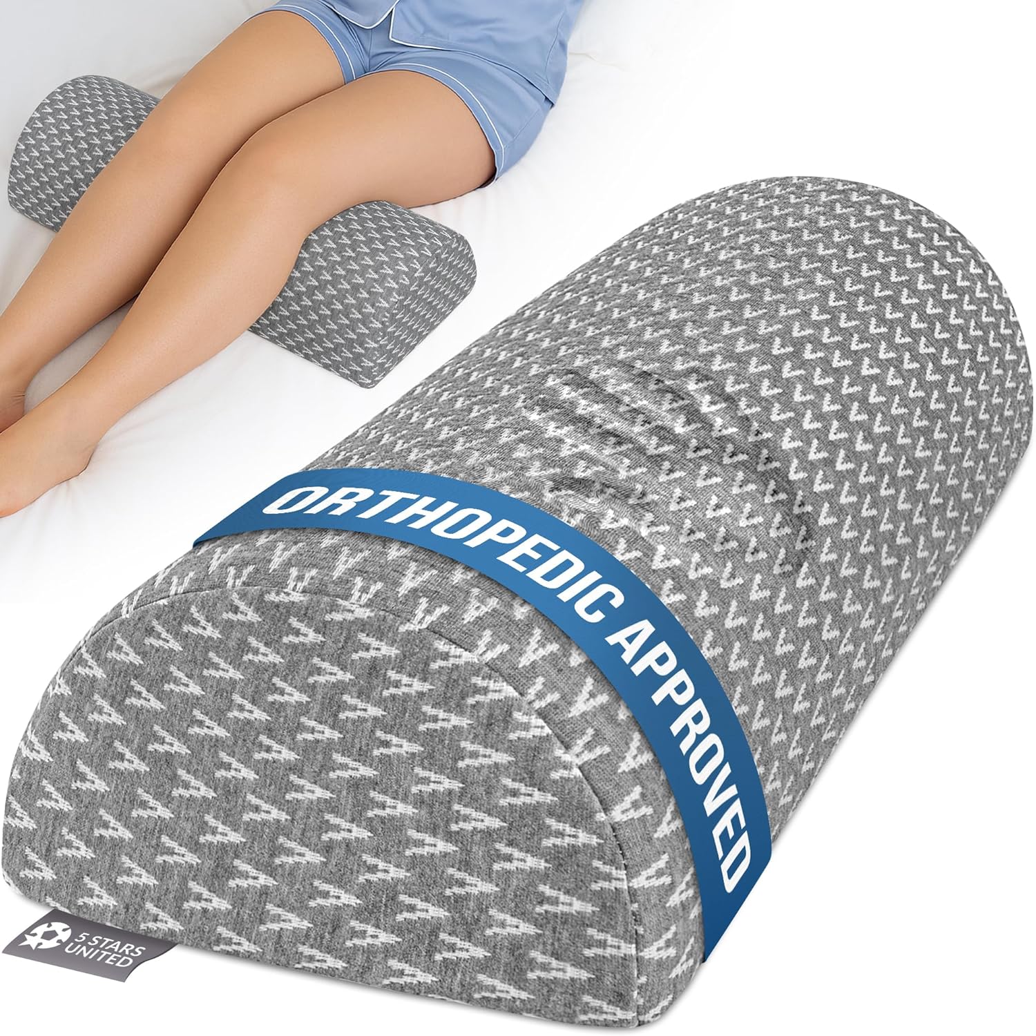 5 STARS UNITED Knee Pillow for Back Sleeping Relief and Comfort