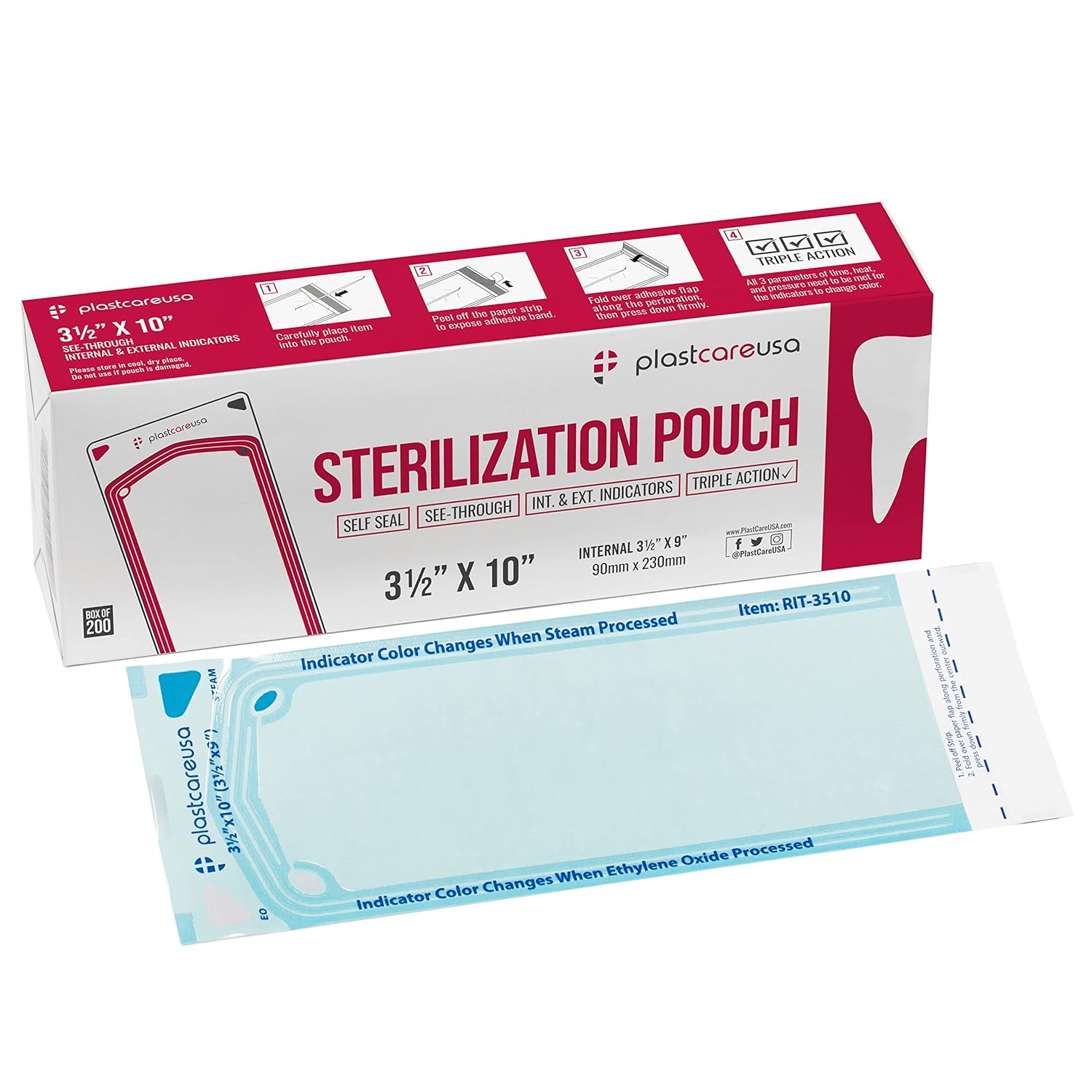 Self Sealing Sterilization Pouches for Dental Tools - 1000 Count