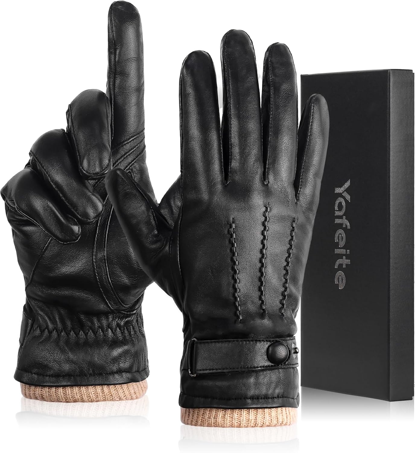 Men's Winter Sheepskin Leather Gloves: Warm, Touchscreen, Stylish