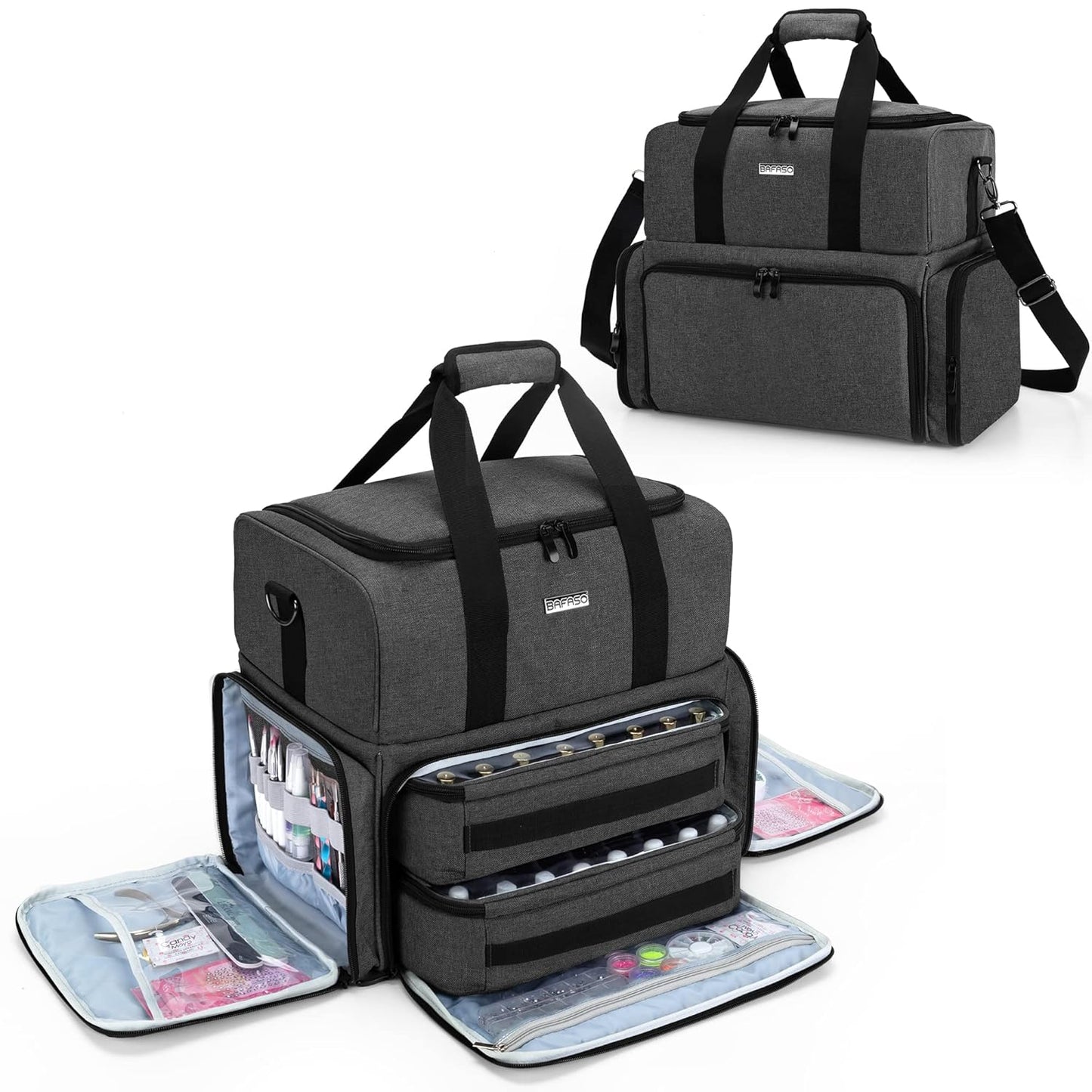 BAFASO Nail Polish Organizer for 80 Bottles and UV Lamp