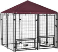 Outdoor Dog Kennel 4.6ft x 4.6ft x 5ft - Covered Run with Rotating