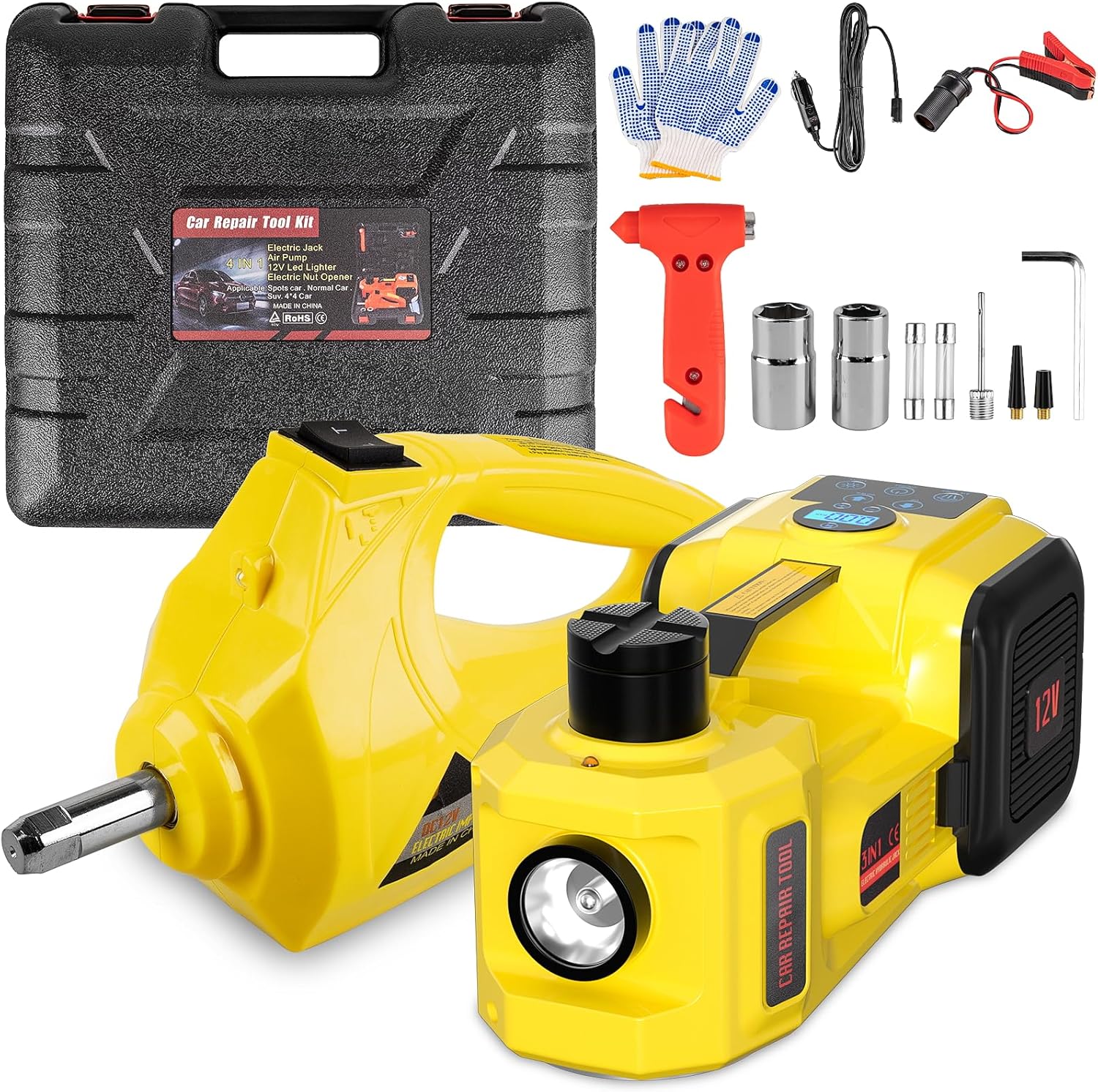 Electric Car Jack with Digital Display for Easy Tire Changes