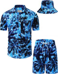 TUNEVUSE Mens Hawaiian Shirt and Shorts Set - Comfortable Summer