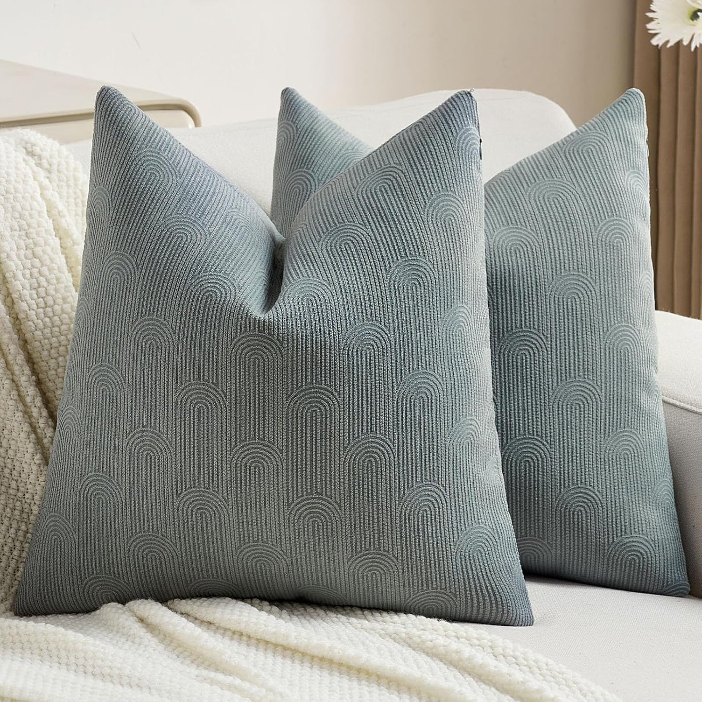 FUTEI Dark Grey Chenille Decorative Throw Pillow Covers Set