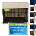 Pet Dreams Dog Crate Cover Khaki Small 24in - Breathable Kennel Topper