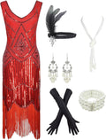 1920s Gatsby Sequin Fringed Paisley Flapper Dress (Style CW6Z)