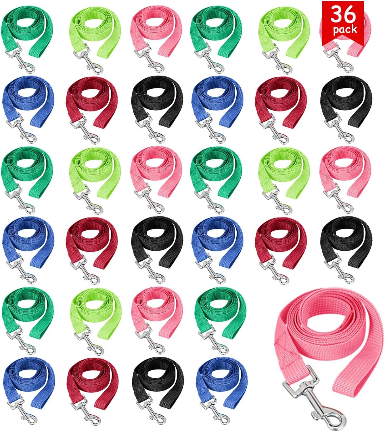 36 Pcs Dog Leash Bulk 5 ft Multicolored Puppy Training Leash
