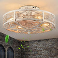 20 in Caged Ceiling Fan with Light - Rustic Bladeless Farmhouse Fan