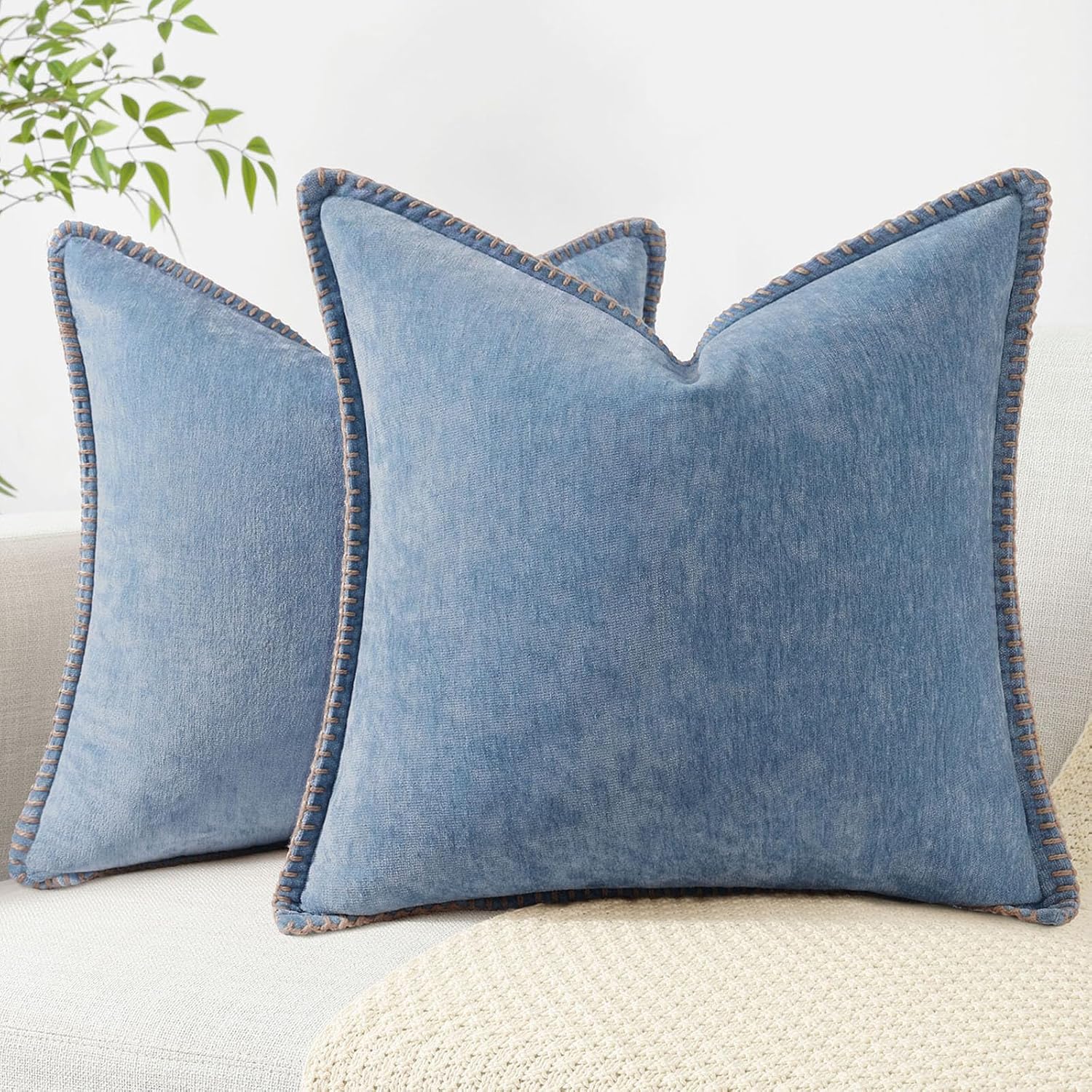 Chenille Soft Throw Pillow Covers for Farmhouse Decor 26x26