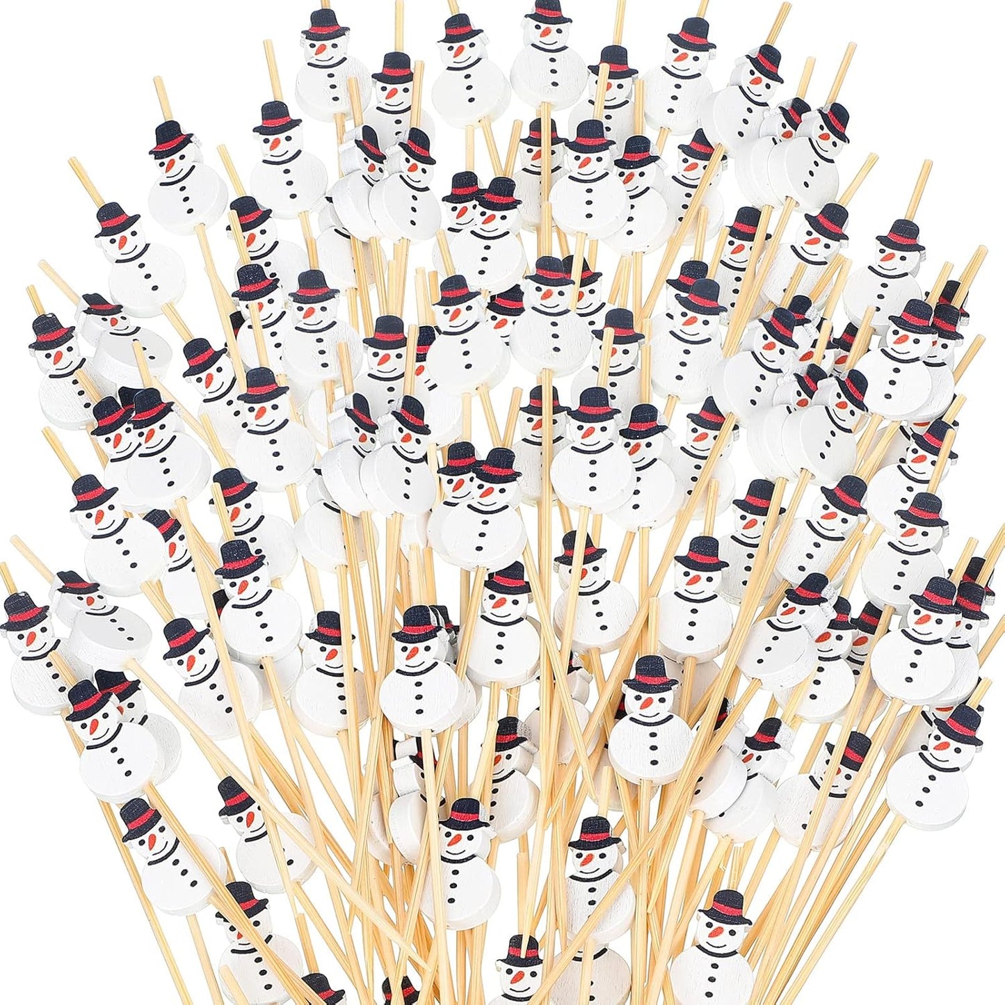200 Bamboo Snowman Cocktail Picks for Festive Parties