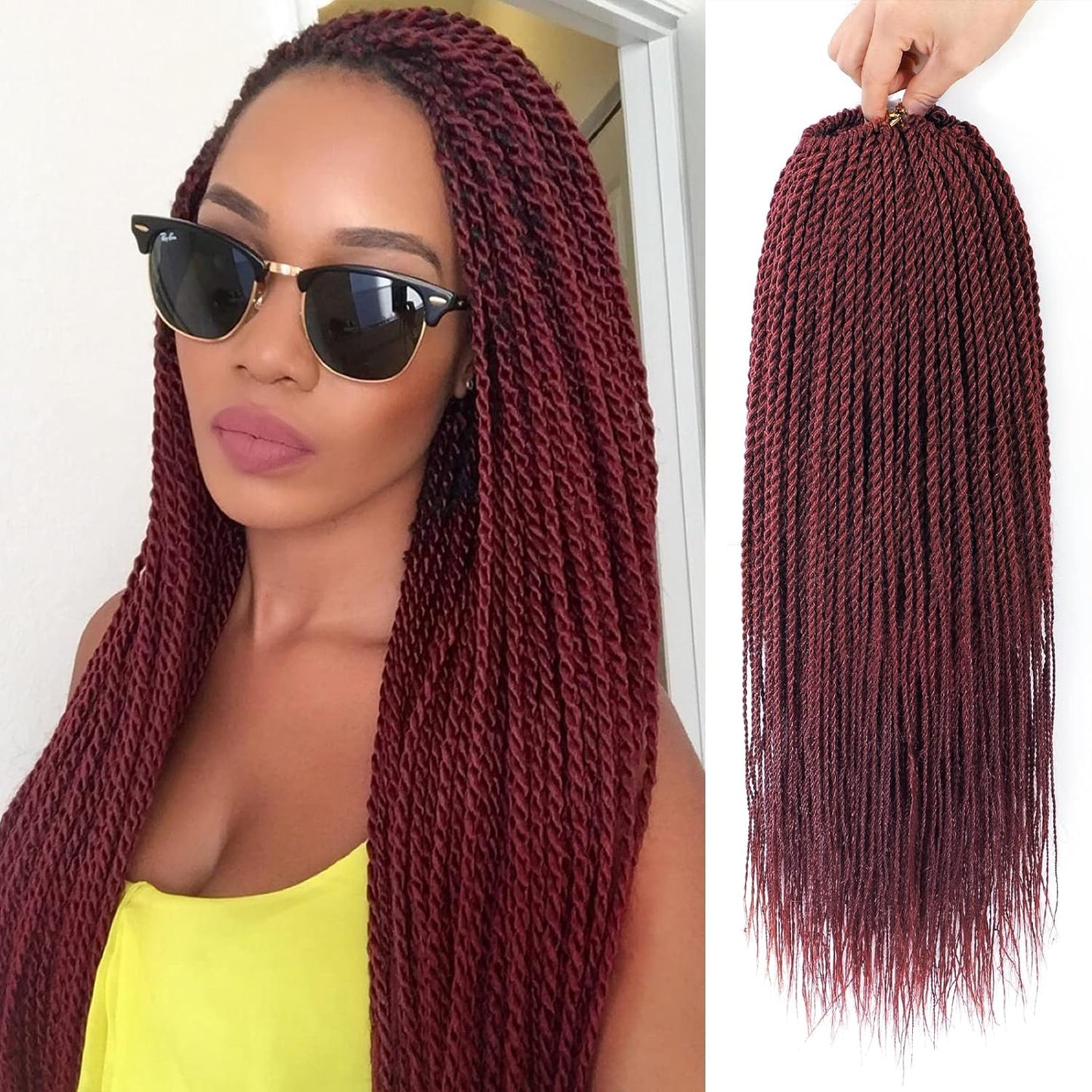 NAYOO Burgundy Crochet Hair - 18 Inch Senegalese Twist Style