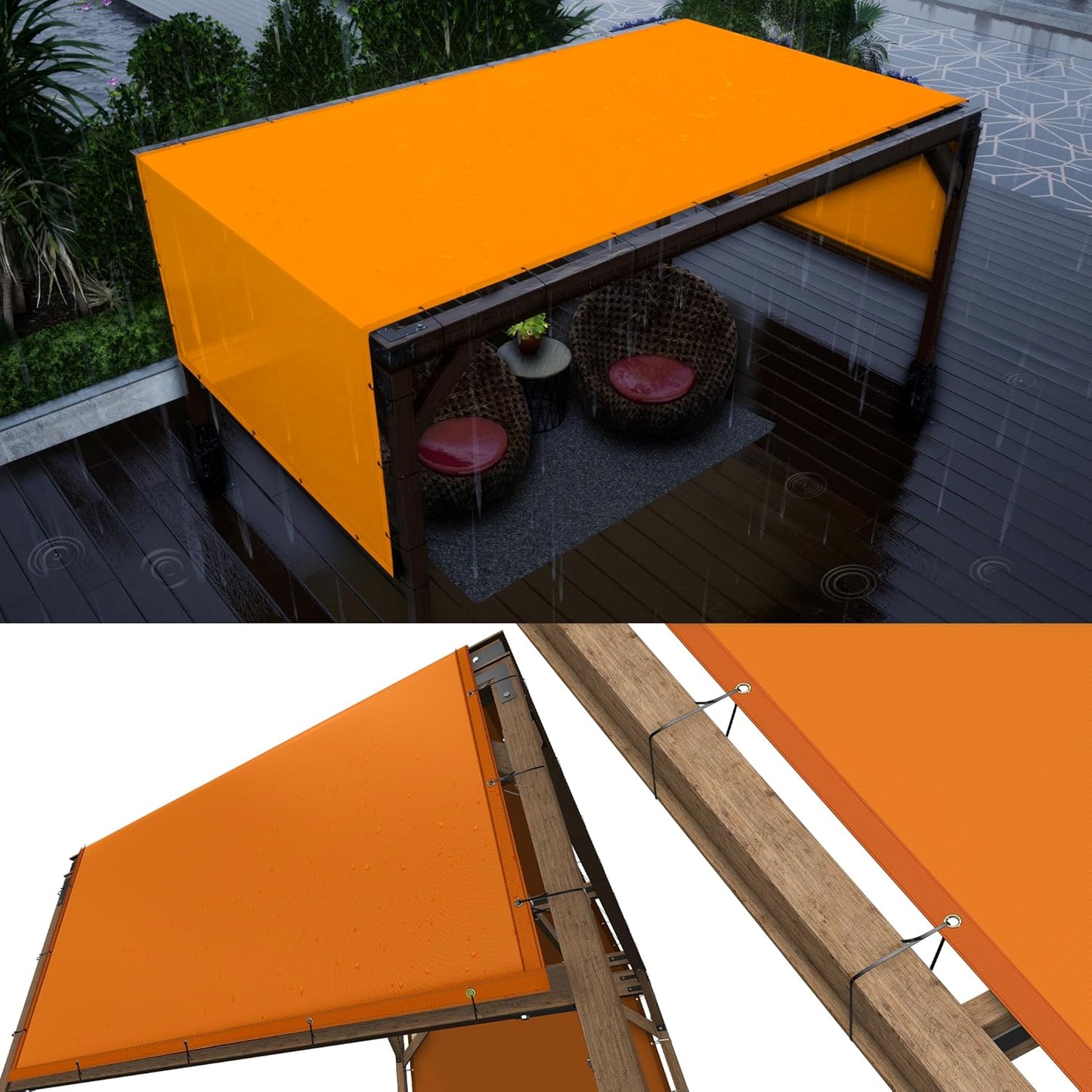 ColourTree 7ft x 8ft Orange Waterproof Pergola Canopy Cover