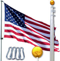 20FT Telescoping Flagpole Kit for Outside House - 100MPH Wind Tested