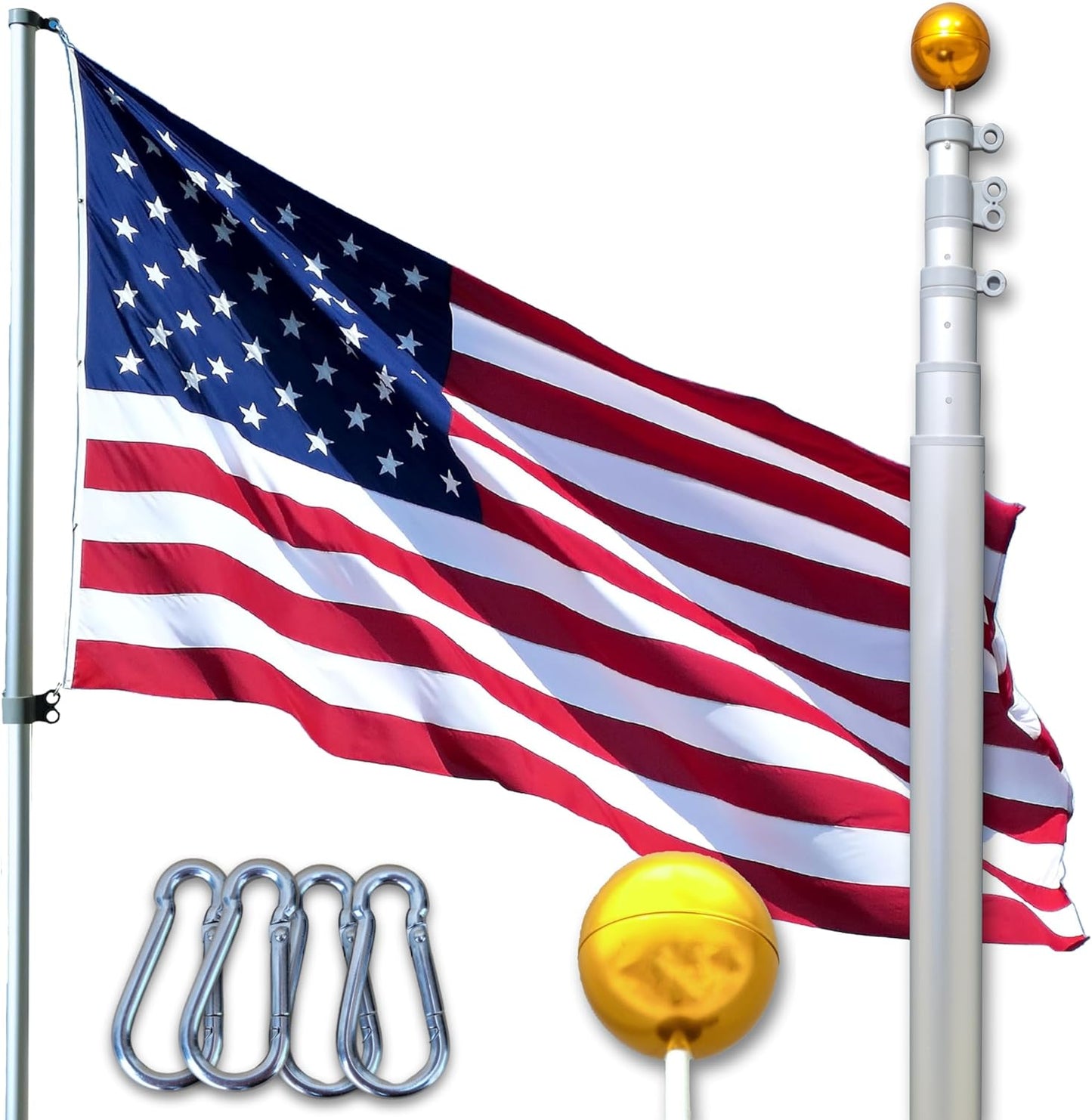 Service First 20FT Telescoping Flagpole Kit for Outdoor Use