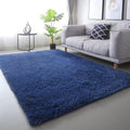 Blue Area Rug 7x10 Feet: Soft Shaggy Carpet for Living Room