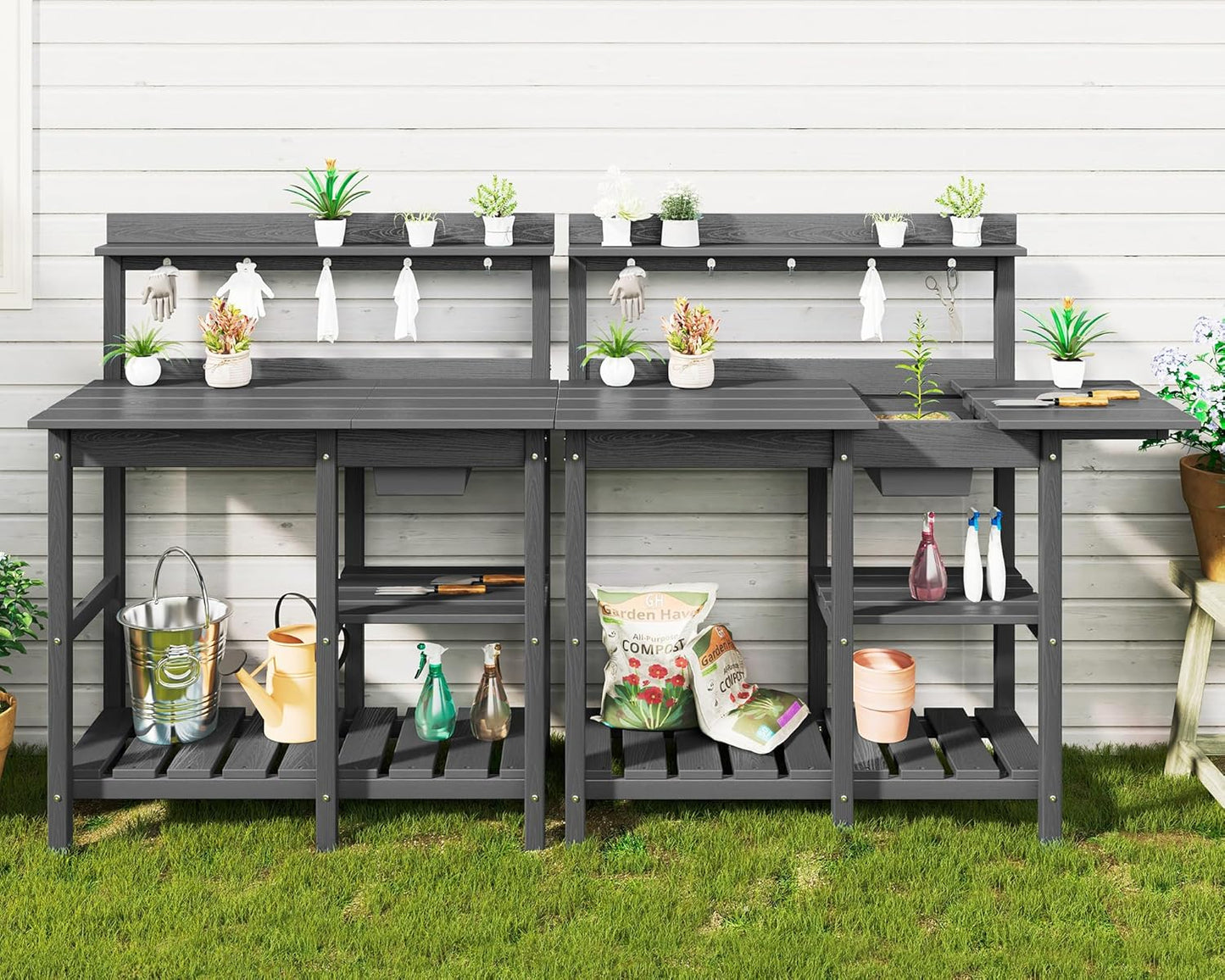 SERWALL Outdoor Potting Bench Set for All-Weather Gardening