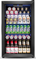 3.2 Cu.Ft Mini Fridge with Glass Door - Compact 126-Can Beverage