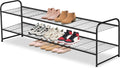 Long 2-Tier Shoe Rack for Closet - Wide 18-Pair Stackable Organizer