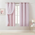 Pink Blackout Curtains with Sheer Overlay - 80% Room Darkening