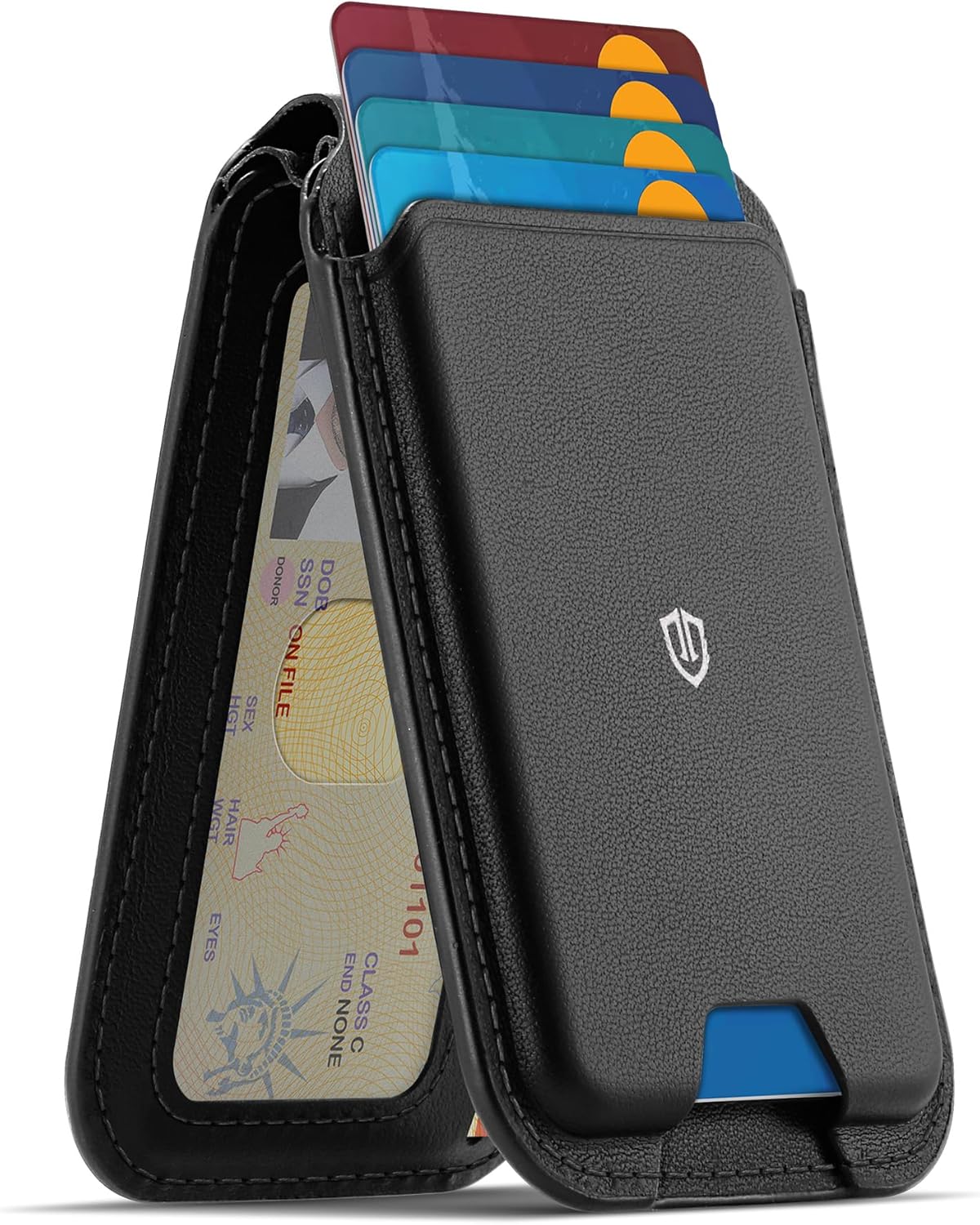 SHIELDON Genuine Leather Magnetic Wallet for MagSafe - Black
