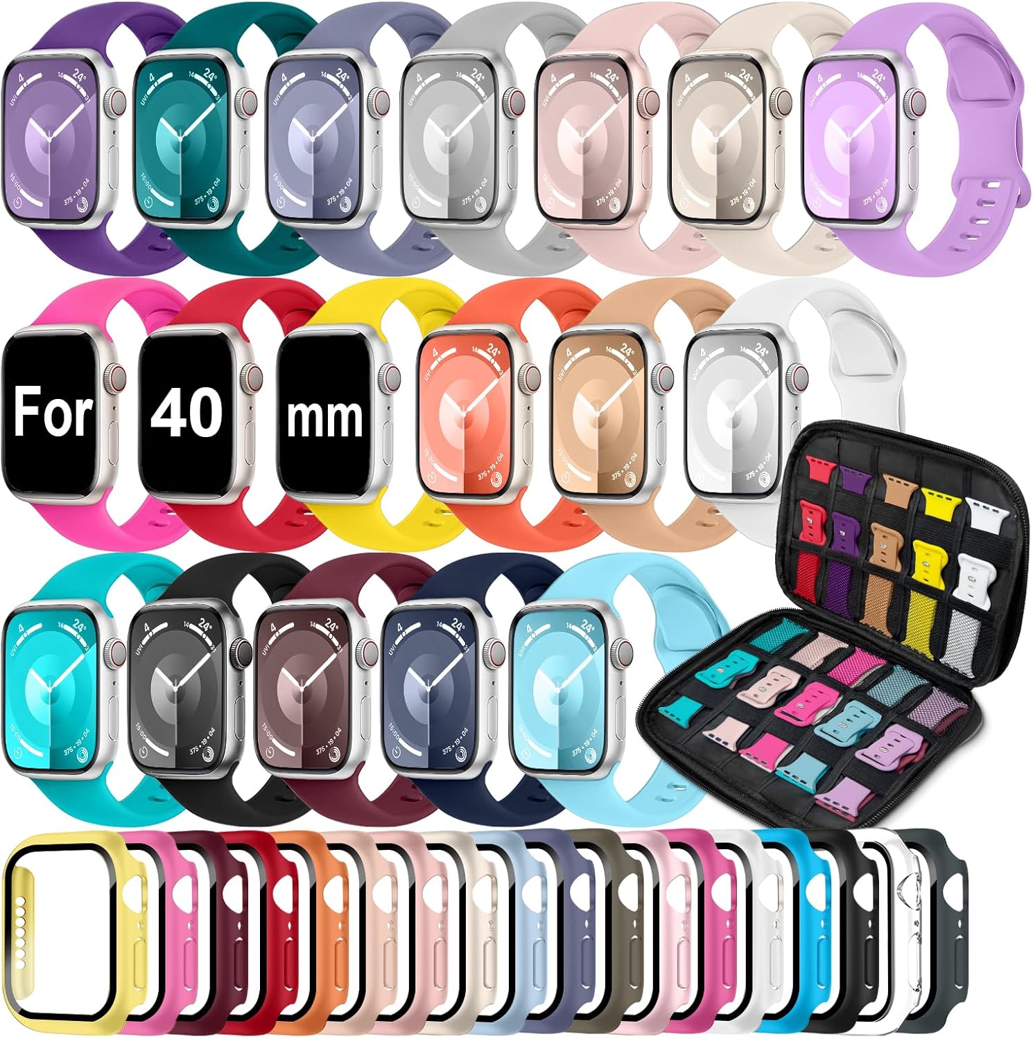 18 Pack Sport Band Compatible with Apple Watch 40mm for All