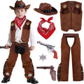 Light Brown Cowboy Hat Costume for Boys Large (10-12 yrs) - 8PC Set
