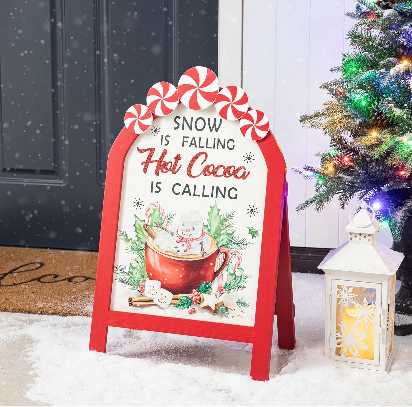 Glitzhome 24H Christmas Wood Easel Porch Decor for Holidays