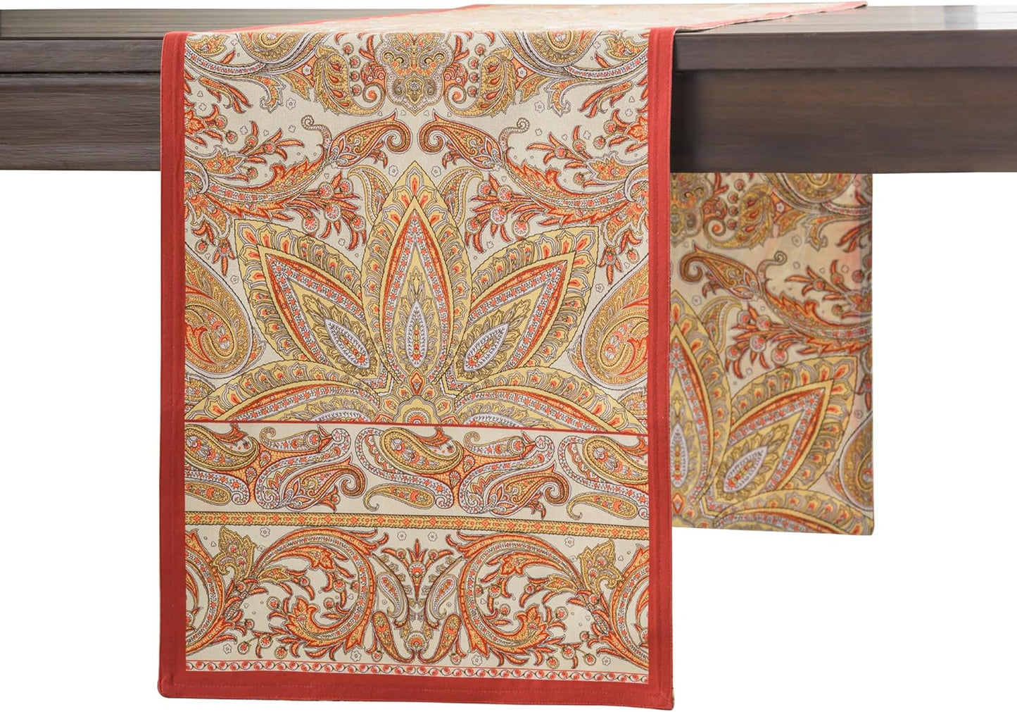 Kashmir Paisley Table Runner 100% Cotton for Holiday Decor
