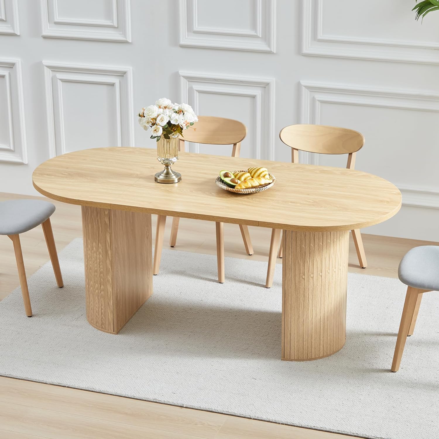 70.8 Inch Dining Table for 4-6 People, Oval Kitchen Table