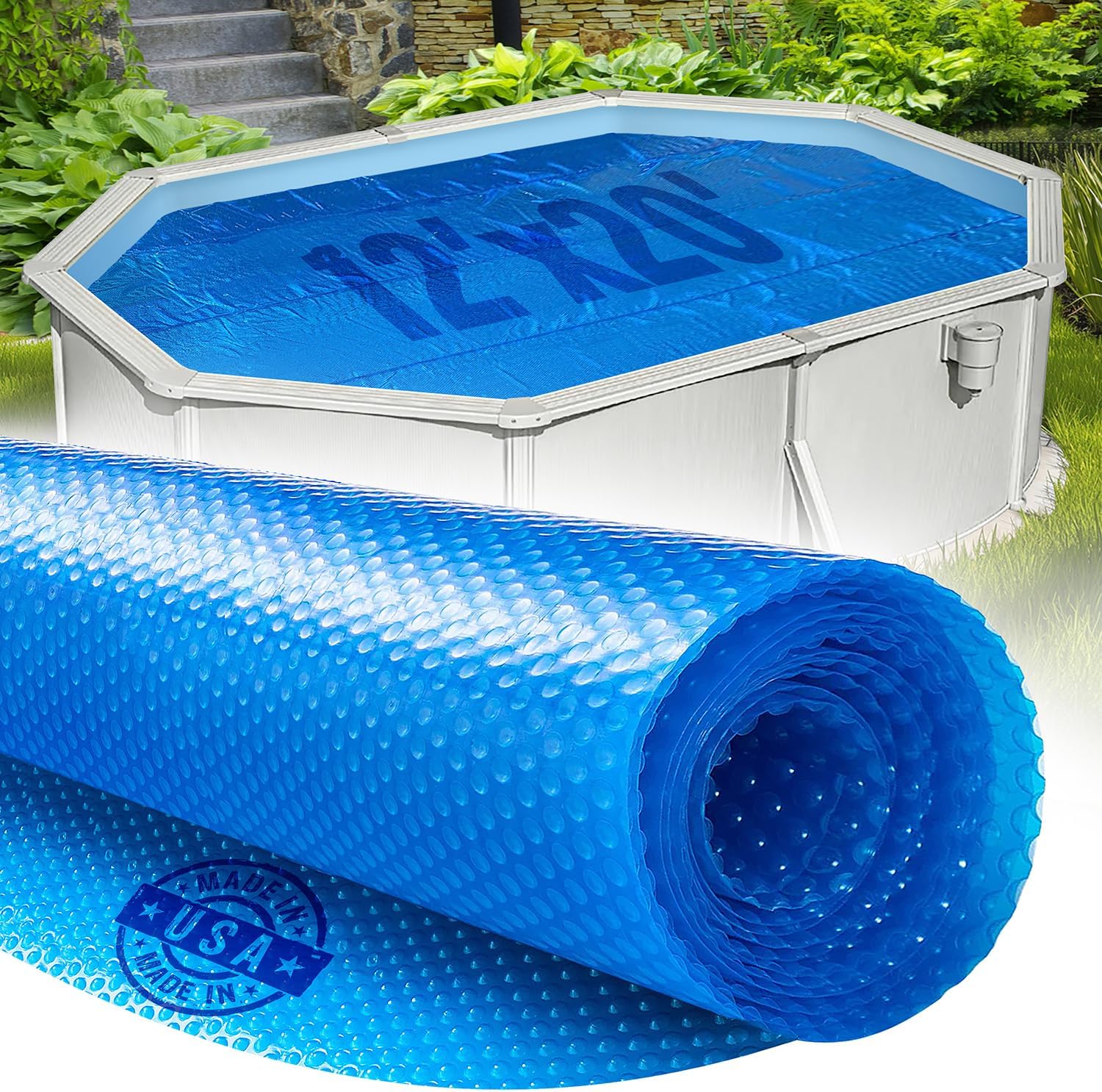 12ft x 20ft Oval Solar Cover for Inground and Above Ground Pools