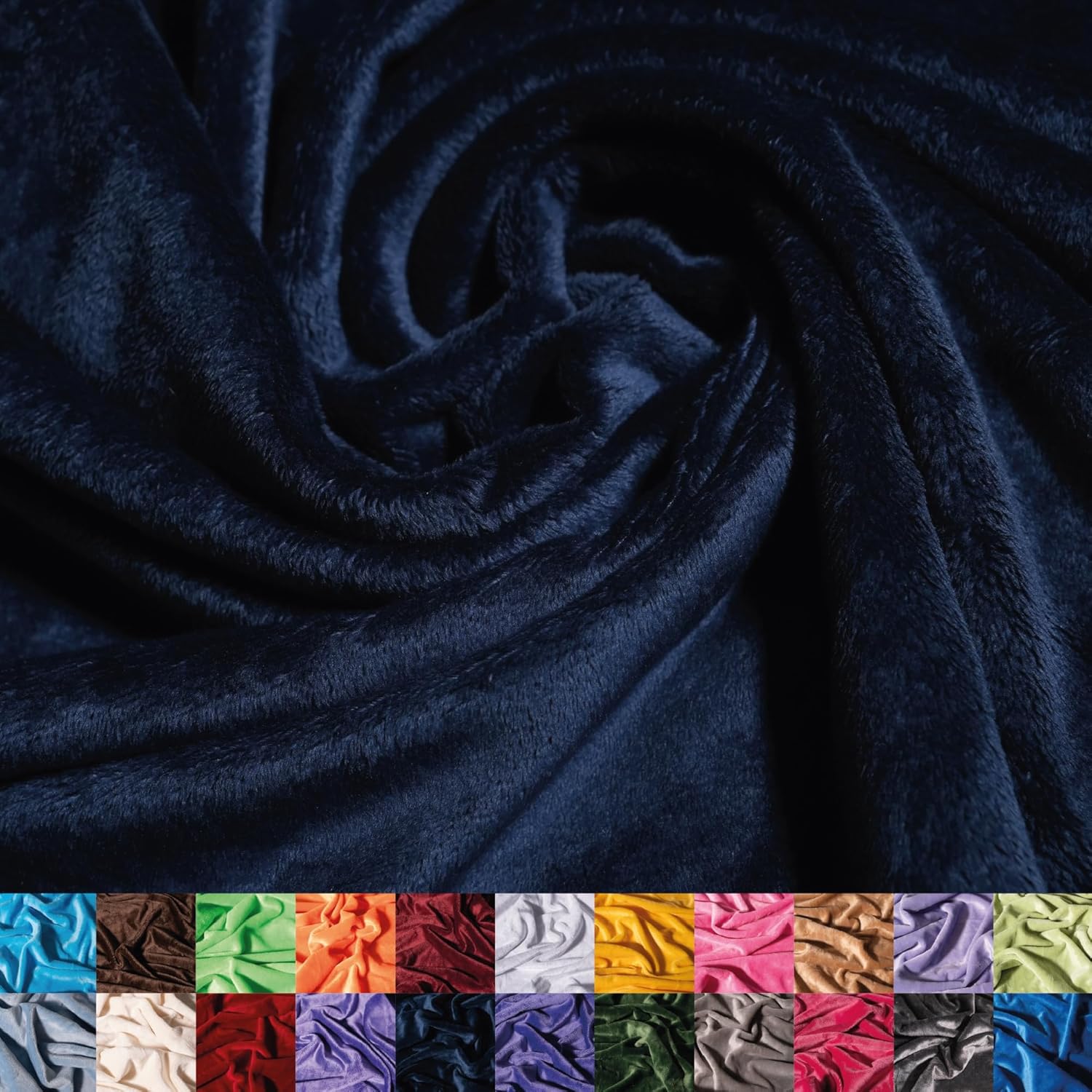Ice Fabrics Solid Minky Fabric - Soft Navy Blue 58/60in Wide