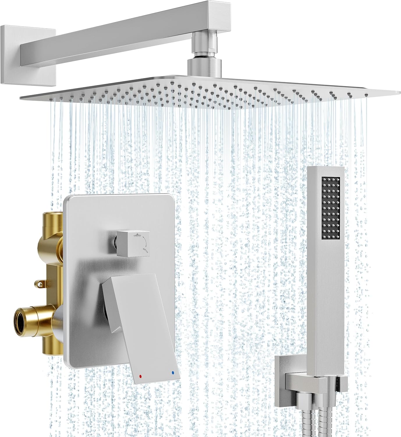High Pressure Brushed Nickel Shower System with Handheld Spray